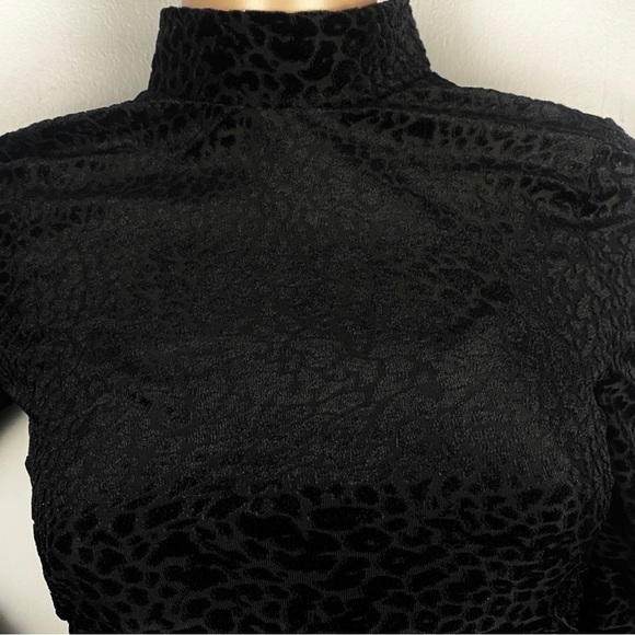 NEW LIKELY BLACK LEOPARD BURNOUT VELVET MINI DRESS - Picture 4 of 8